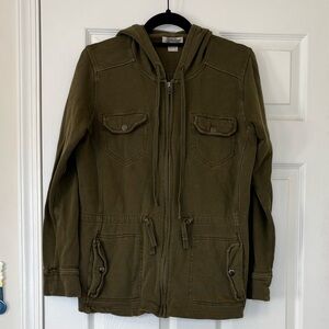 Lucky Brand 100% Cotton Zip Up Utility Jacket with Hood and Multiple Pockets
